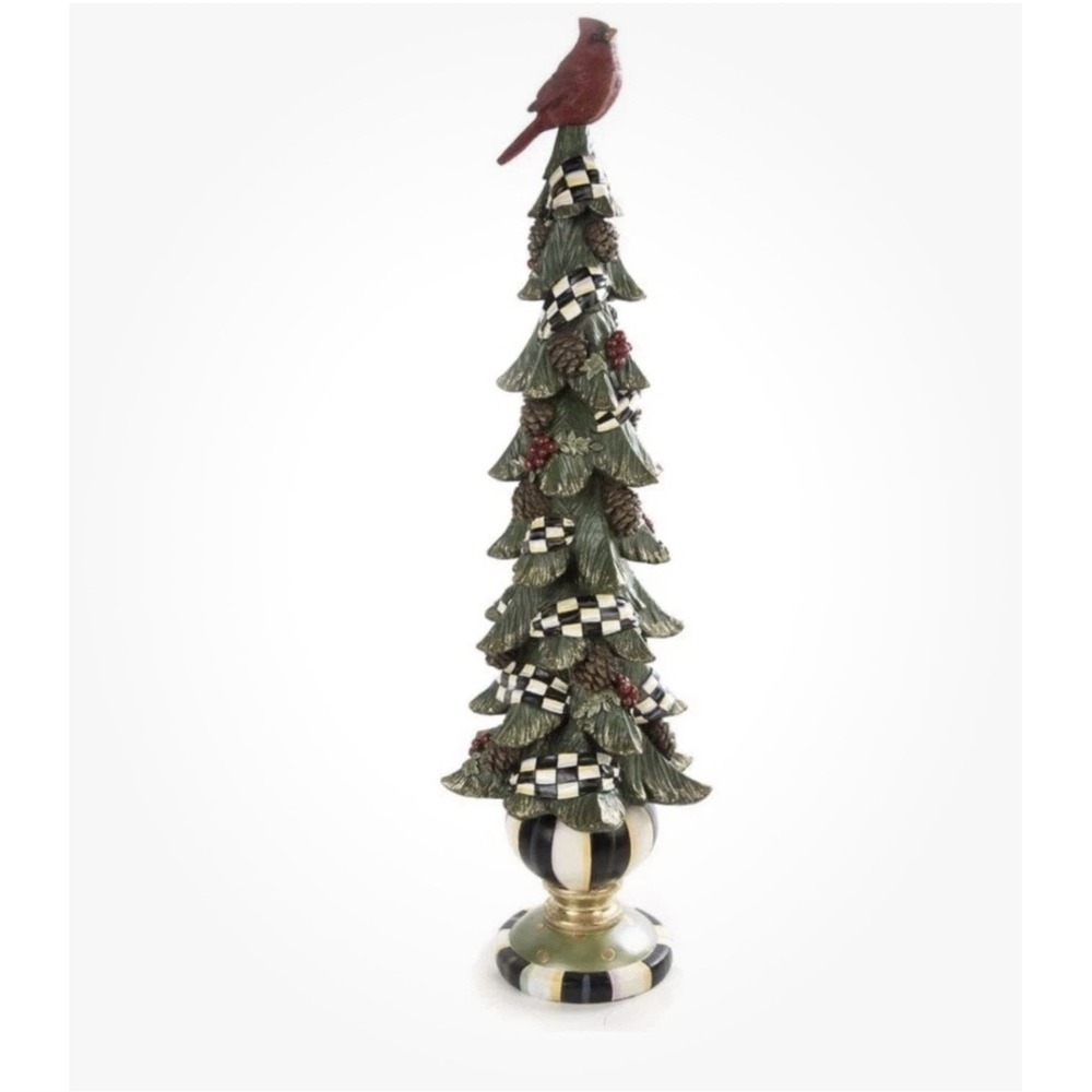 Retired Mackenzie Childs Christmas Cardinal Tree 26" Tall Festive Holiday Classy